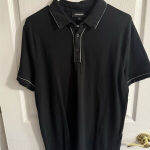 Express Black Polo Shirt with White Trim